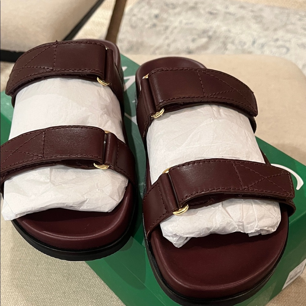 J. Crew Rich Malbec New Colbie Wide-Strap Leather Sandals/NIB/10M - Picture 2 of 10